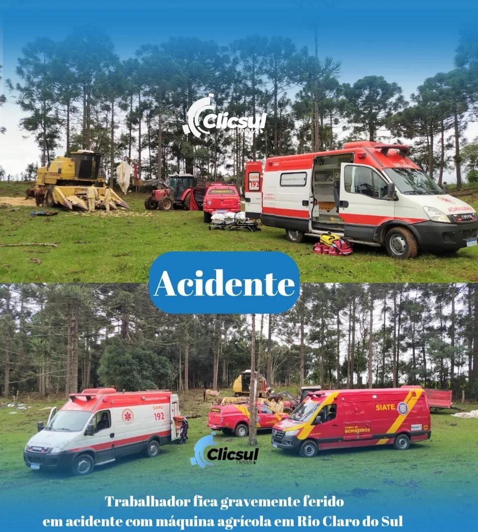 #Urgente - Grave acidente de trabalho em Rio Claro do Sul, a vitima esta na UTI do hospital regional de União da Vitória