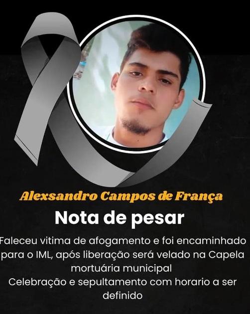 Jovem de 19 anos morre vítima de afogamento em Paulo Frontin - A vitima trata-se de Alexsandro Campos de França !