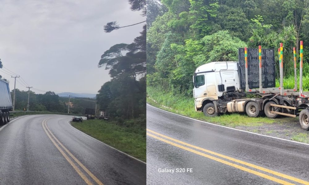 Acidente entre duas carretas é registrado na BR-153 em Mallet