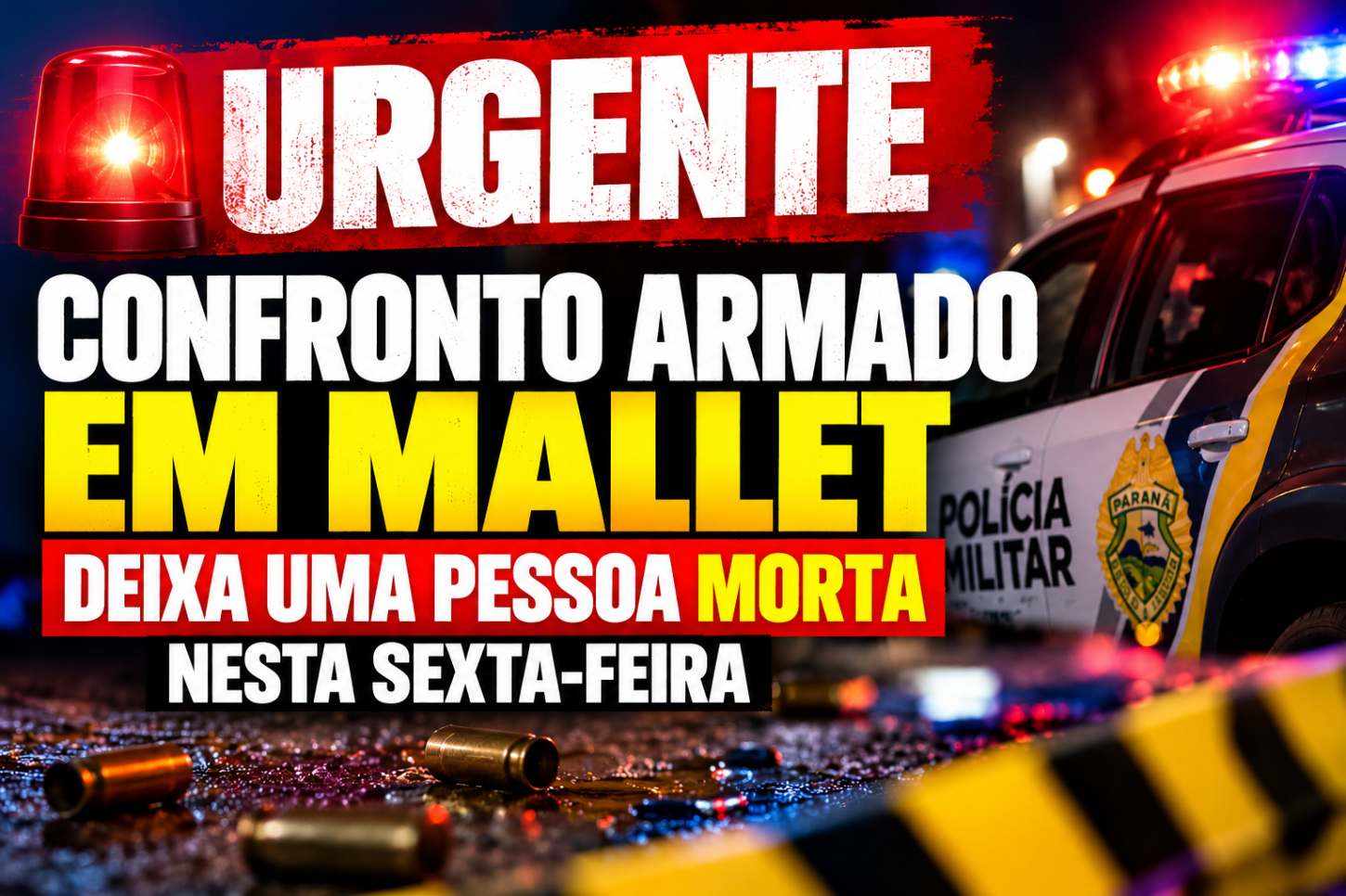 URGENTE: Confronto armado em Mallet deixa uma pessoa morta nesta sexta-feira - Uma ocorrência envolvendo um confronto armado no município de Mallet, no Paraná, deixou pelo menos uma pessoa morta.
