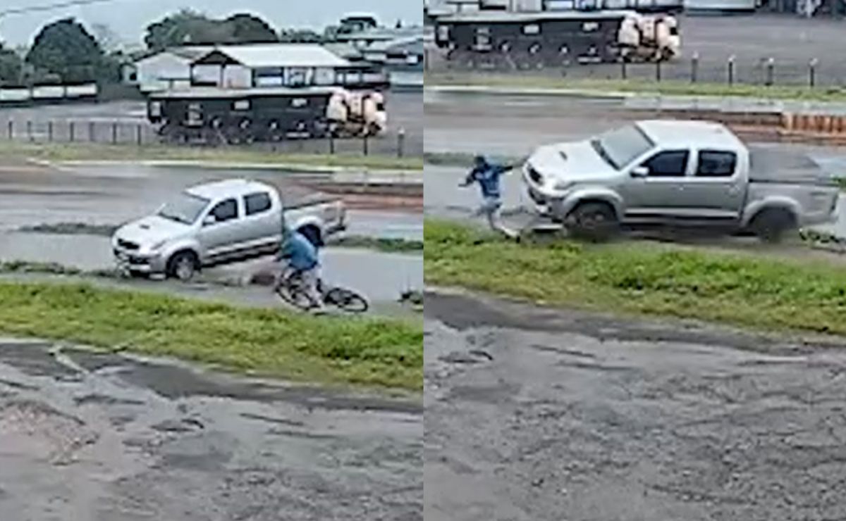 Ciclista escapa de atropelamento na BR-163 após saltar de bike no Paraná