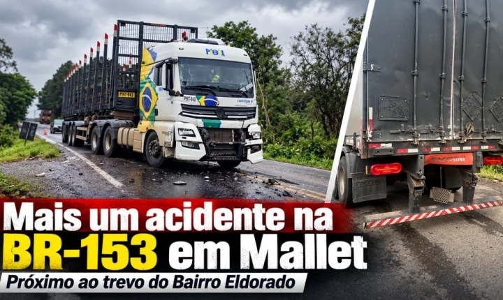 Acidente na BR-153 em Mallet deixa mulher ferida e pista com óleo