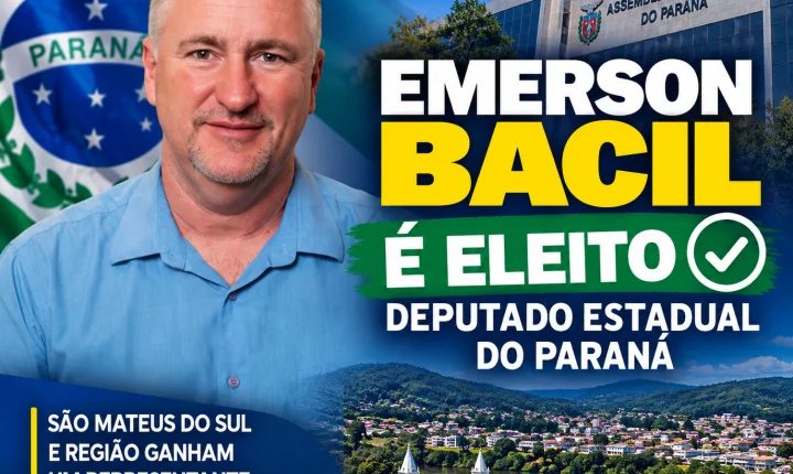 Emerson Bacil, de São Mateus do Sul, é eleito deputado estadual do Paraná  Candidato do PL conquista uma das 54 cadeiras da Assembleia Legislativa e passa a representar São Mateus do Sul e região na ALEP