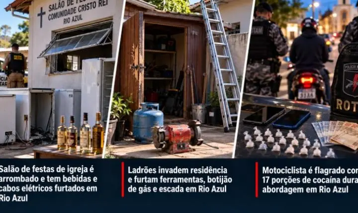 Polícia Militar em Rio Azul registra furtos e apreensão de drogas