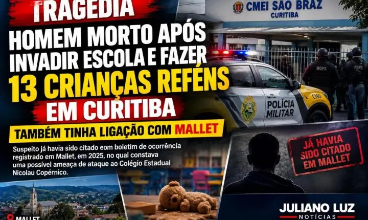 Homem morto após invadir escola e fazer 13 crianças reféns em Curitiba tinha ligação com Mallet- Inclusive ja havia ameaçado invadir uma escola na cidade