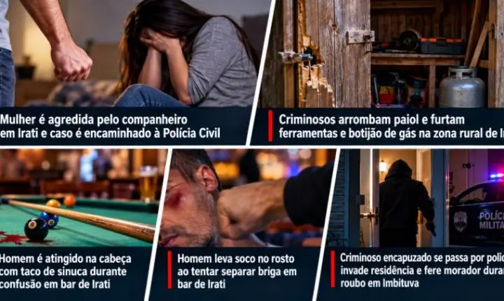 Plantão policial registra violência doméstica e furtos em Irati e Imbituva