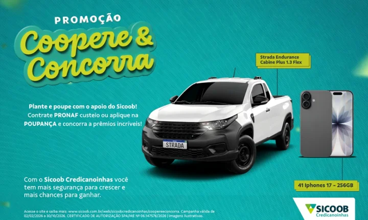 Promoção Coopere e Concorra do Sicoob Credicanoinhas entra na reta final
